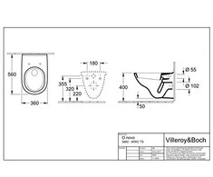 Villeroy &amp; Boch Pakabinamas klozetas su lėtaeigiu dangčiu VILLEROY 5660H101
