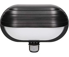 Sieninis šviestuvas Orno MUSAM, sodo šviestuvas su 180° judesio jutikliu, 1x60W, E27, IP44, su sklende, plastikinis, juodas