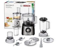 Virtuvinis kombainas Bosch Food processor MultiTalent 3 Plus 900 W, Juoda, šiaušto nerūdijančio plieno