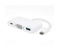 Vivanco adapteris USB-C – VGA 3in1, baltas (34294)