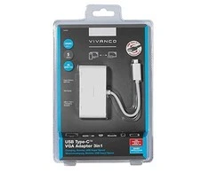 Vivanco adapteris USB-C – VGA 3in1, baltas (34294)