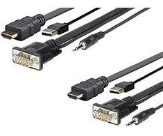 VivoLink USB-A, HDMI, VGA, mini Jack 3.5mm - USB-A, HDMI, VGA (D-Sub), mini Jack 3.5mm 1 m Juodas (PROHDMIMVGA1)