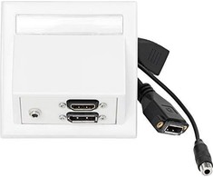 „VivoLink WI221292“ maitinimo lizdas, HDMI + DisplayPort + 3,5 mm, baltas
