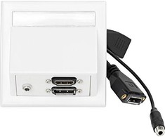 „VivoLink WI221292“ maitinimo lizdas, HDMI + DisplayPort + 3,5 mm, baltas