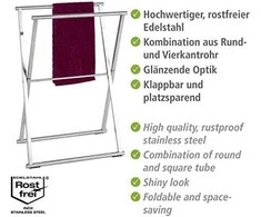 Rankšluostis &amp; Clothes rack, LAVA, Stainless Steel, WENKO