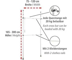 HERKULES BASIC WENKO drabužių pakabinimo rėmas, teleskopiniai strypai spintai, 2 lygiai
