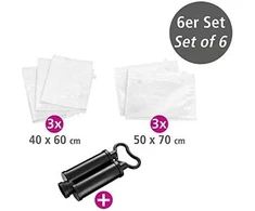 Vakuuminių laikymo maišelių rinkinys plastikinių maišelių+siurblys - 40 x 60 cm (3 vnt), 50 x 70 cm (2 vnt), WENKO