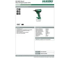 Smūginis suktuvas Hikoki WH18DDW4Z; 18 V (be akumuliatoriaus ir pakrovėjo)