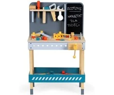 Ecotoys Medinės dirbtuvės su įrankiais - 47 vnt, Ekožaislai