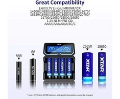 Xtar universalus 4 x Li-ion ir Ni-MH akumuliatorių įkroviklis su LCD ekranu X4