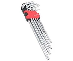 Yato Toya Sa Poland L tipo raktų rinkinys | labai ilgi | T-Star (Torx) su skylėm T10 - T50 | 9 vnt. (YT-0512)