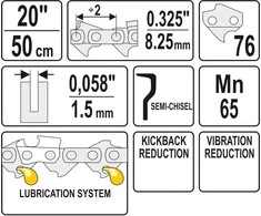YATO ŁAŃCUCH TNĄCY DO PILARKI 50cm/76/325"/1,5