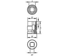 YATO ŠEŠIAKAMPIS SMŪGINIS ANTGALIS 3/4" TRUMPAS 19mm