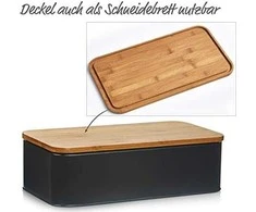 Bamboo Metalinė duonkepė su bambukine pjaustymo lentele, juoda, 2in1, ZELLER