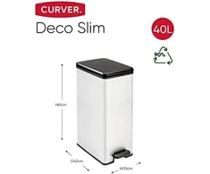 Curver / Keter CURVER SLIM BIN GARBAGE BIN 40L / IML METALLIZED
