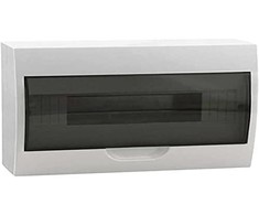 Kanlux 3833 Modulinis paskirstymo skydas plastikinis 1x12 paviršinio montavimo IP40 IK06 N+PE II klasės skaidrus durų rutulinis DB112S 1X12P/SMD balta 3833