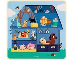 Djeco 3 sluoksnių medinė dėlionė - Pas Moo ( DJ01482 )