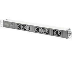 Assmann Electronic DIGITUS 19 colių išėjimo juostelė 10x juodas 10A 2500W Alu profilio apsauga nuo perkrovos C14 kištukas