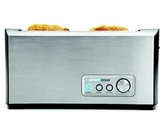 Skrudintuvas Gastroback Toaster PRO 4S 42398 Stainless Steel/ juodas, Nerūdijantis plienas, 1500 W, Lizdų skaičius 4, Galios lygių skaičius 9, Į komplektaciją įeina bandelių šildytuvas