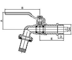Sodo ventilis INVENA, 1/2", ilga rankena