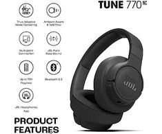 Belaidės ausinės JBL T770, on-ear,NC baltas