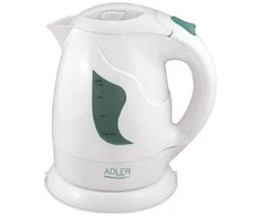 Adler AD 08 Standartinis virdulys, Plastikas, Baltas, 850 W, 1 L, 360° sukamasis pagrindas