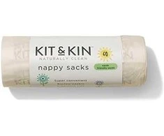 Kit and Kin Biologiškai skaidžios maišeliai naudotų vystyklų 60 vienetų.