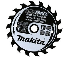 Makita T.C.T. pjūklas MAKFORCE 355X3X30mm 20° T24 B-08274 T.C.T • 355 x30 mm • T24 • 20° • Medienai