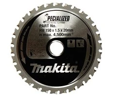 Makita T.C.T. pjūklas SPECIALIZED 150X1.4X20mm -15° T52 B-47042 T.C.T • 150 x20 mm • T52 • -15° • Plonam metalui