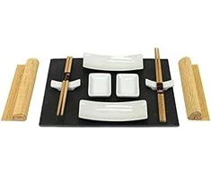 Excellent Houseware Sushi rinkinys 13 vnt. porceliano, bambuko ir akmens
