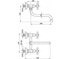 Stalo baterija Hydroland Rato sienelės chromas (B204)