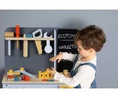 Ecotoys Medinės dirbtuvės su įrankiais - 47 vnt, Ekožaislai