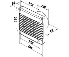 Vents Sieninis ventiliatorius Polo fi 100 18W 34d B automatinis aklas baltas (100MA)