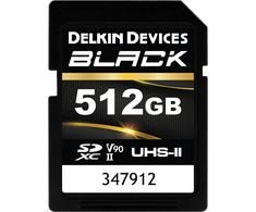 Atminties kortelė Delkin juoda, tvirta, SDXC 512 GB, 10 klasės UHS-II V90 (DSDBV90512BX)