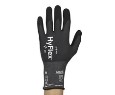 Apsauginės pirštinės Ansell HyFlex 11-840, 10 dydis, itin plonos, nailonas, spandex. Nitrilo putų delno padengimas. Mažmeninė pakuotė