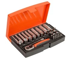 Bahco Ilgų ir trumpų galvučių komplektas 4-13mm + bits PH,PZ,HEX,TORX 37 vnt 1/4"