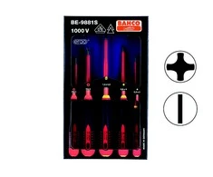 Bahco Izoliuotų atsuktuvų rinkinys ERGO™ 5 vnt - SL3,0/4,0/5,5; PH1/2 - 1000V VDE