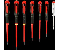 Bahco Izoliuotų atsuktuvų rinkinys ERGO™ 7 vnt - SL3,0 testeris; SL2,5/3,5/4,0/5,5; PH1/2 - 1000V VDE