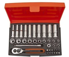 Bahco Ilgų ir trumpų galvučių komplektas 4-13mm + bits PH,PZ,HEX,TORX 37 vnt 1/4"