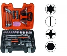 Bahco Galvučių 4-32mm, priedų ir raktų 8-17mm komplektas 1/2"+1/4" 91 vnt, Dynamic-Drive profilis