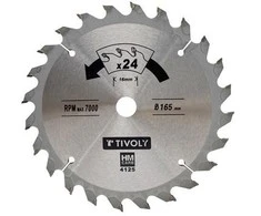 Tivoly Diskinis pjūklas medžiui 190x30x2.8/1.7mm, z24, 15°, (20mm adapteris)