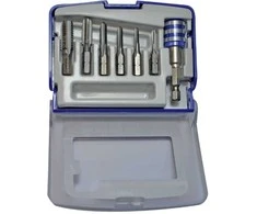 Grąžtas Tivoly 1/4" šešiabriaunis HSS mašininių sriegiklių rinkinys 7vnt ØM3-10mm + antgalių laikiklis "Half-box"