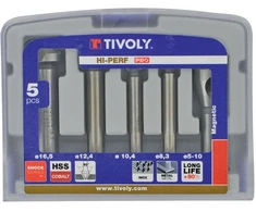 Grąžtas Tivoly Gilintuvų metalui rinkinys 5vnt HSS-E5, ØD=8,3-16,5mm kobaltas 5% "Half-box"