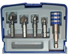 Grąžtas Tivoly Gilintuvų rinkinys (4 vnt.) + magnetinis antgalių laikiklis. HSS, ØD=8,3-16,5mm. 1/4" šešiakampis kotelis "Half-box"