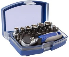 Galvučių 6-13mm ir priedų rinkinys 1/4" 23 vnt PH1/2, PZ1/2, HEX 3/4/5/6, Torx T10/15/20/25/30, SL 4/6 Irimo