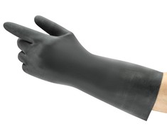 Neopreninės cheminės apsauginės pirštinės Ansell AlphaTec Neoprene 29-500, ilgis 300mm, juodos, dydis 9