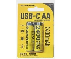 Nitecore NH2400 2400mAh USB-C įkraunamos AA baterijos, 2 vnt.