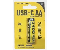 Nitecore NH2400 2400mAh USB-C įkraunama AA baterija, 1 vnt.