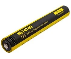 Nitecore NL1416R įkraunamas Li-ion akumuliatorius – 1600 mAh, 14100 formato, įkrovimas per USB-C, nikeliu dengtas nerūdijantis plienas