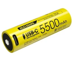 Nitecore NL2155HPR rechargeable 21700 Li-ion battery – 5500mAh, 20A continuous discharge, USC-C
